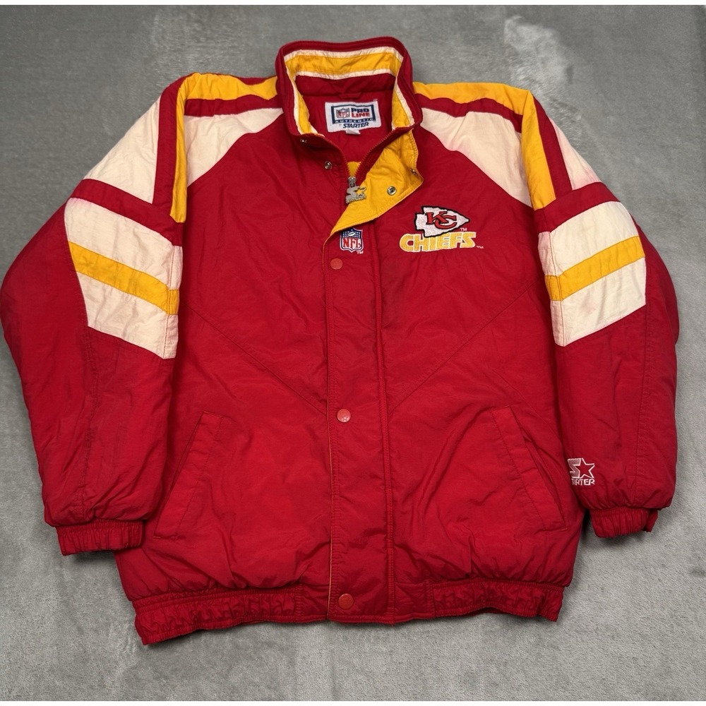 Vintage Kansas City Chiefs Jacket Mens Large NFL Pro Line Starter Retro Coat 90s